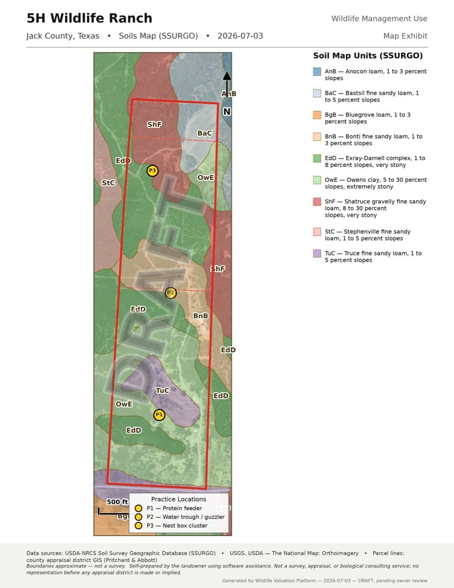 Soil survey map exhibit with SSURGO soil units